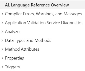 - Compiler Errors, Warnings, and Messages
- Application Validation Service Diagnostics
- Analyzer
- Data Types and Methods
- Method Attributes
- Properties
- Triggers